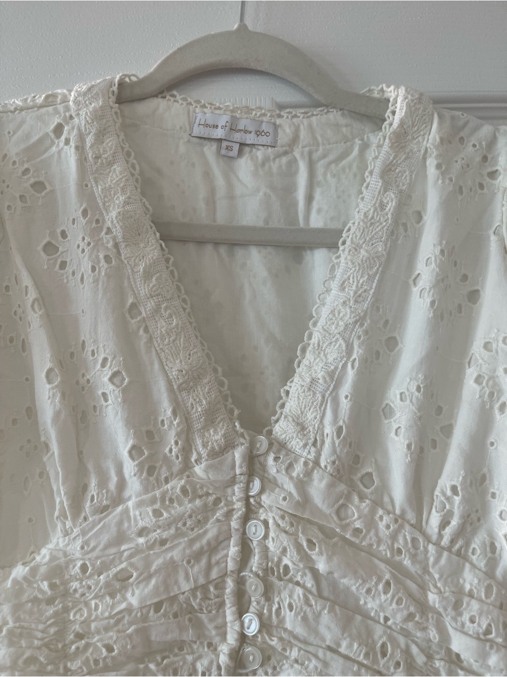 House of Harlow 1960 Cream Eyelet Midi Dress - Picture 2 of 5
